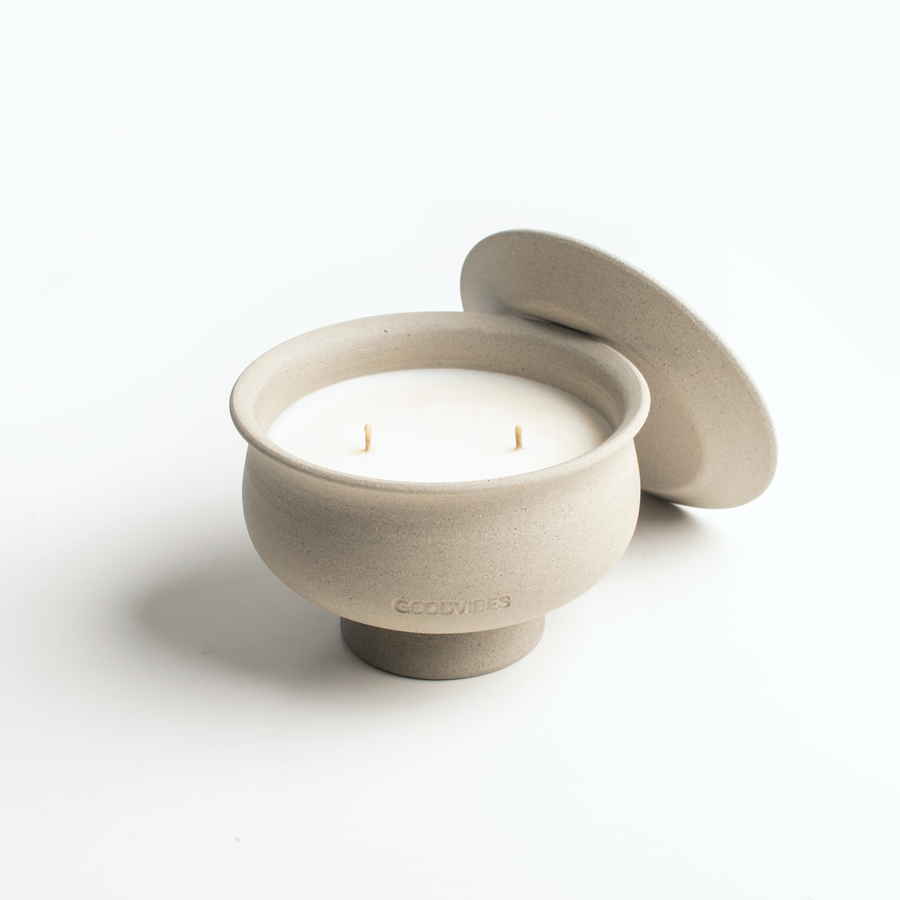 Magnolium Pottery Candle with Incense Holder Lid